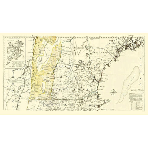 Massachusetts Multi-State Region - 1776 Black Modern Wood Framed Art Print by Unknown