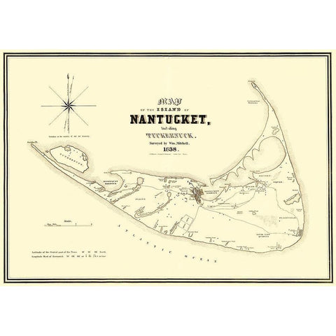 Nantucket Island Massachusetts - Bouve 1838 White Modern Wood Framed Art Print by Bouve