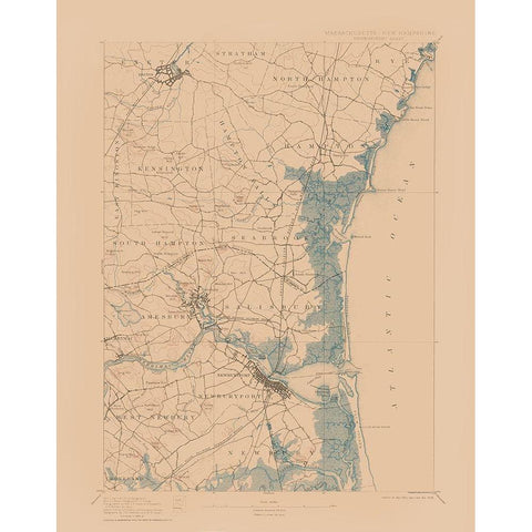 Newburyport Massachusetts Sheet - USGS 1894 White Modern Wood Framed Art Print by USGS