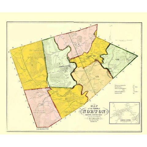 Norton Massachusetts - Walling 1855 White Modern Wood Framed Art Print by Walling