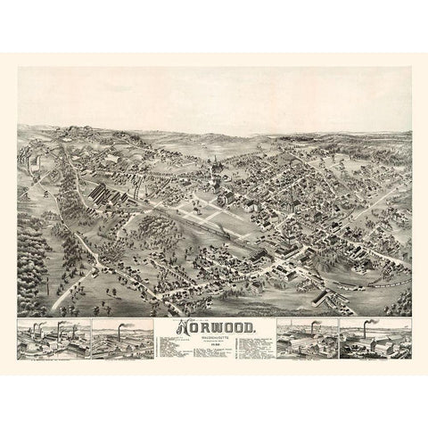 Norwood Massachusetts - Morrills 1882  Black Modern Wood Framed Art Print with Double Matting by Morrills