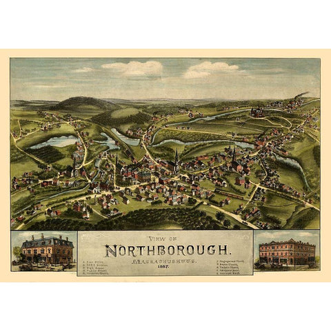 Northborough Massachusetts -1887 Black Modern Wood Framed Art Print with Double Matting by Unknown