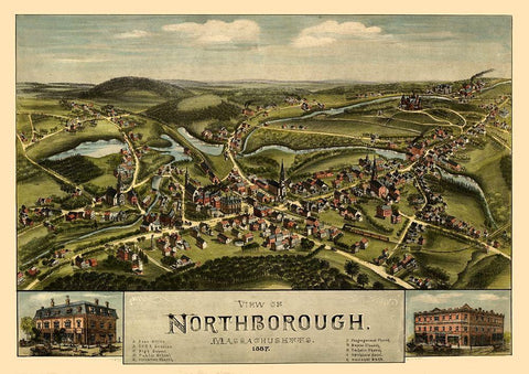 Northborough Massachusetts -1887 Black Ornate Wood Framed Art Print with Double Matting by Unknown