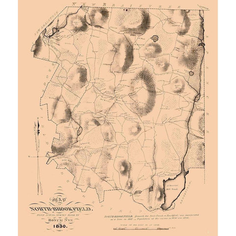 North Brookfield Massachusetts - Nye 1830  Black Modern Wood Framed Art Print by Nye