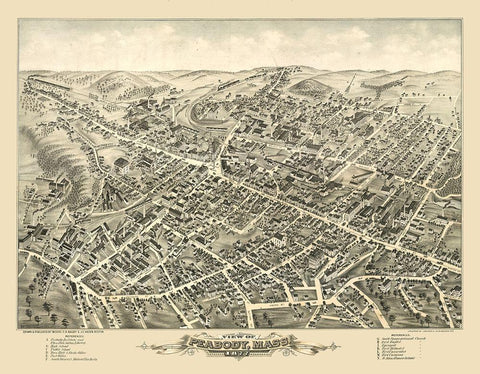 Peabody Massachusetts - Hazen 1877  White Modern Wood Framed Art Print with Double Matting by Hazen