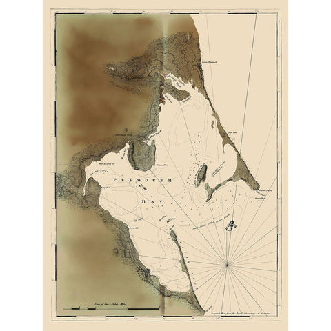 Plymouth Bay - 1770 White Modern Wood Framed Art Print by Unknown
