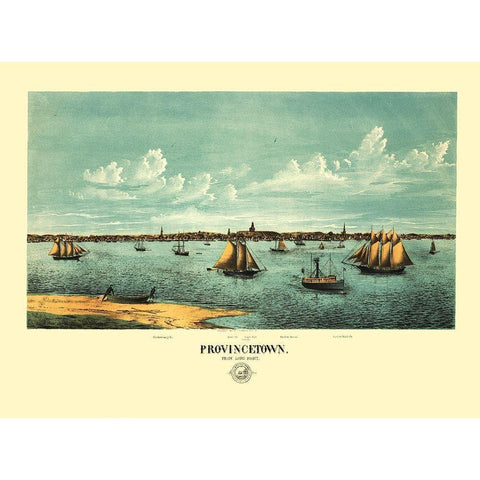 Provincetown Massachusetts - Rogers 1877 Black Modern Wood Framed Art Print with Double Matting by Rogers