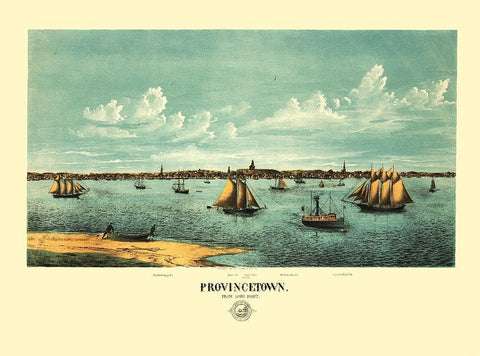 Provincetown Massachusetts - Rogers 1877 Black Ornate Wood Framed Art Print with Double Matting by Rogers