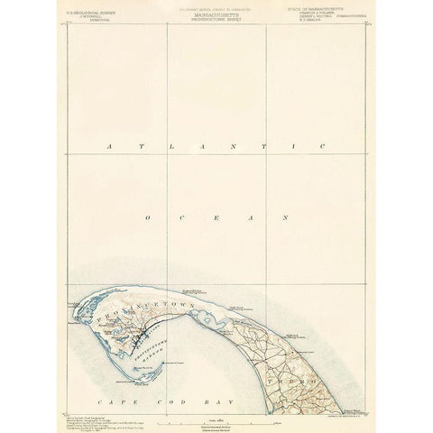 Provincetown Massachusetts Sheet - USGS 1890 White Modern Wood Framed Art Print by USGS