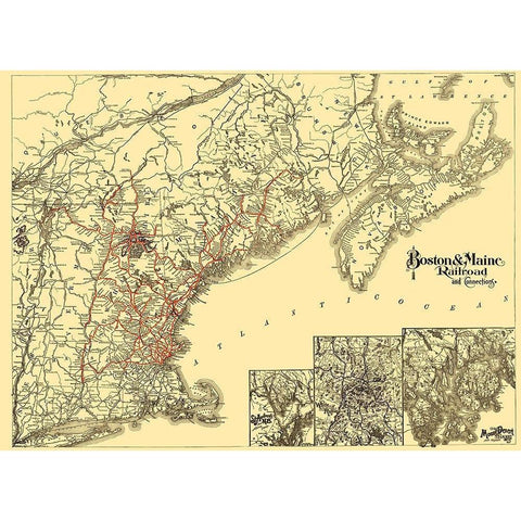 Boston and Maine Railroad - Avery 1888 Black Modern Wood Framed Art Print by Avery