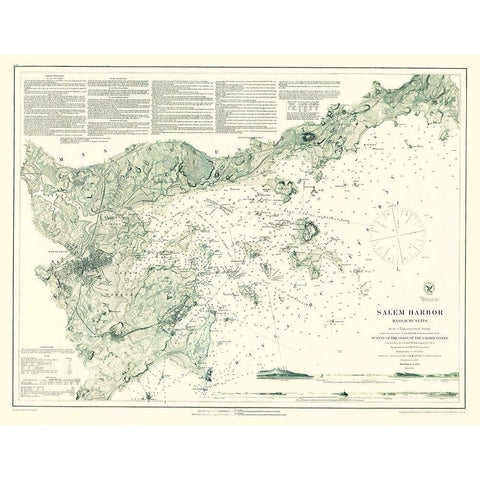 Salem Harbor - Mahen 1869 Black Modern Wood Framed Art Print by Mahen