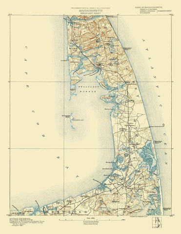 Wellfleet Massachusetts Sheet - USGS 1887 White Modern Wood Framed Art Print with Double Matting by USGS