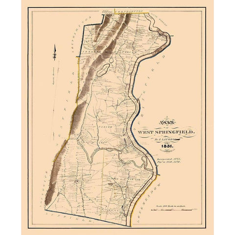 West Springfield Massachusetts - Lathrop 1831 White Modern Wood Framed Art Print by Lathrop