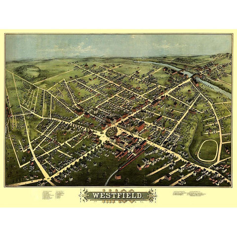 Westfield Massachusetts - Bailey 1875 Black Modern Wood Framed Art Print by Bailey