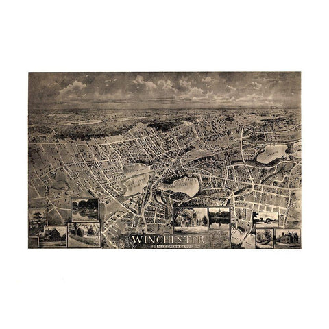 Winchester Massachusetts - Robbins 1898 White Modern Wood Framed Art Print by Robbins