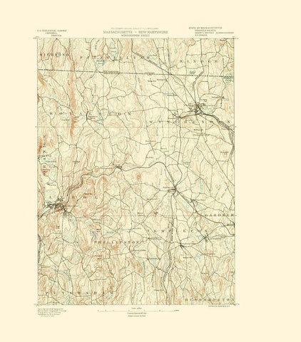 Winchendon Massachusetts Sheet - USGS 1890 White Modern Wood Framed Art Print with Double Matting by USGS