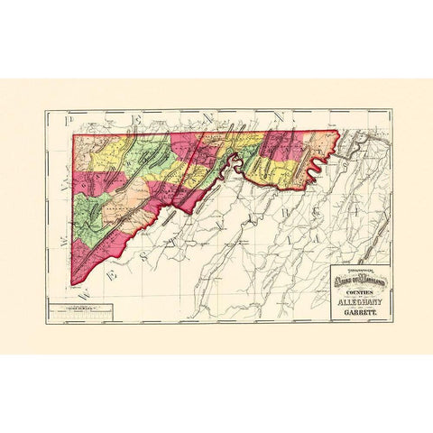 Alleghany  Garret Maryland - Martenet 1873 White Modern Wood Framed Art Print by Martenet