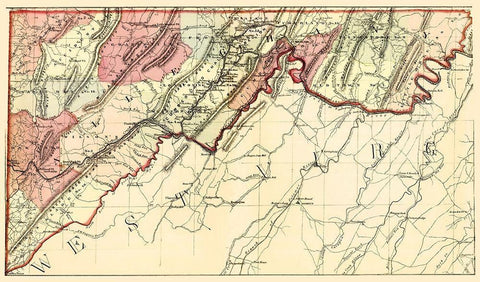 Alleghany Maryland - Martenet 1866 White Modern Wood Framed Art Print with Double Matting by Martenet
