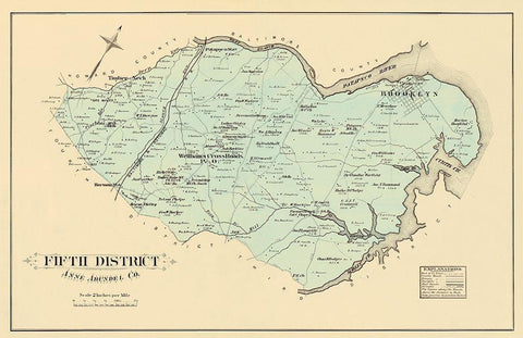 Anne Arundel 5th District Maryland Landowner Black Ornate Wood Framed Art Print with Double Matting by Hopkins