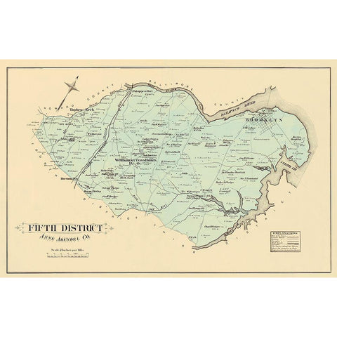 Anne Arundel 5th District Maryland Landowner Black Modern Wood Framed Art Print with Double Matting by Hopkins