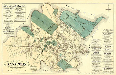 Annapolis Maryland Landowner - Hopkins 1878 White Modern Wood Framed Art Print with Double Matting by Hopkins