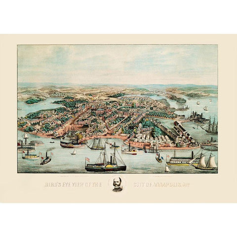 Annapolis Maryland - Magnus 1864 Black Modern Wood Framed Art Print with Double Matting by Magnus