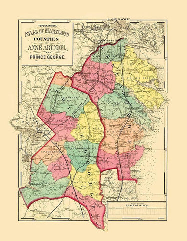 Anne Arundel  Prince George Maryland - Walling White Modern Wood Framed Art Print with Double Matting by Walling