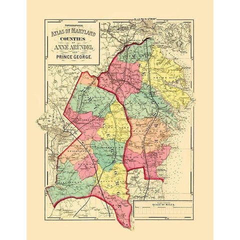 Anne Arundel  Prince George Maryland - Walling White Modern Wood Framed Art Print by Walling