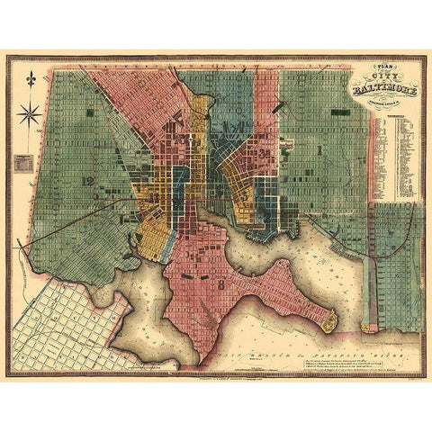 Baltimore Maryland - Lucas 1836 Black Modern Wood Framed Art Print with Double Matting by Lucas