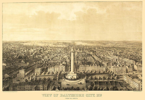 Baltimore Maryland - Sachese 1862 White Modern Wood Framed Art Print with Double Matting by Sachese