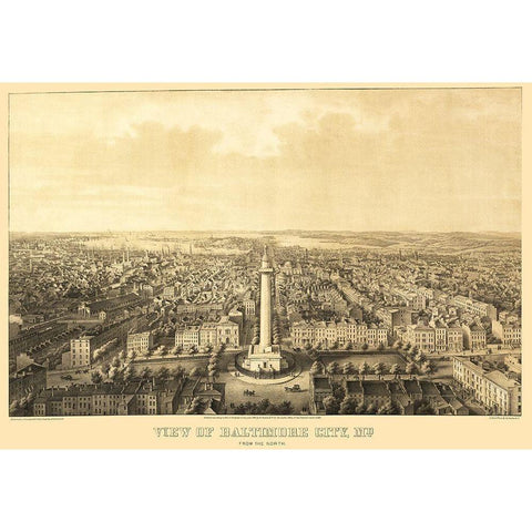 Baltimore Maryland - Sachese 1862 White Modern Wood Framed Art Print by Sachese