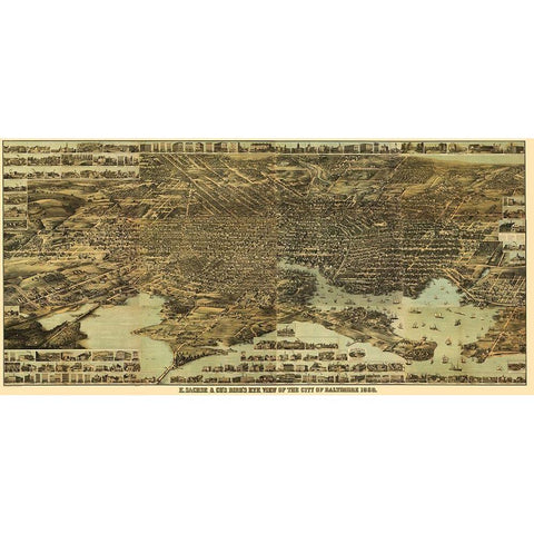 Baltimore Maryland - Sachese 1869 Black Modern Wood Framed Art Print by Sachese