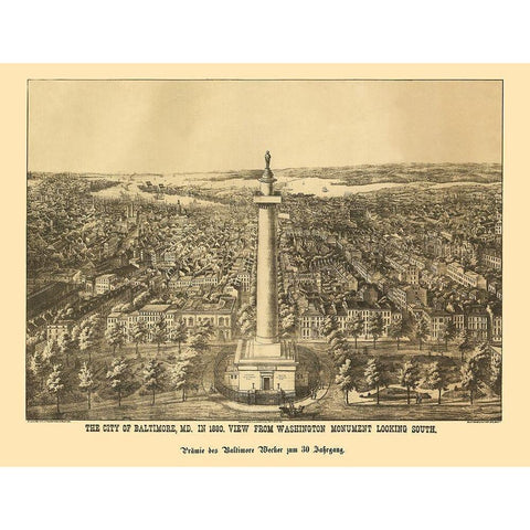 Baltimore Maryland - Sachese 1880 White Modern Wood Framed Art Print by Sachese