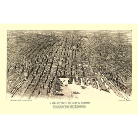 Baltimore Maryland - Munder 1912 White Modern Wood Framed Art Print by Munder