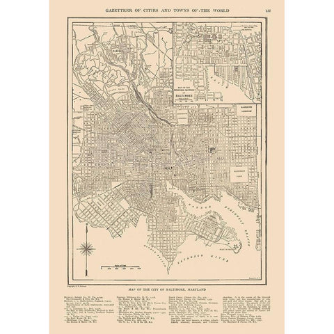 Baltimore  Maryland- Reynold 1921 White Modern Wood Framed Art Print by Reynold