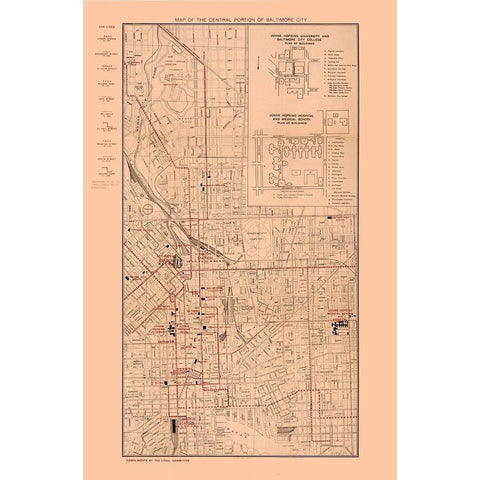 Baltimore Maryland - Horn  1910  White Modern Wood Framed Art Print by Horn