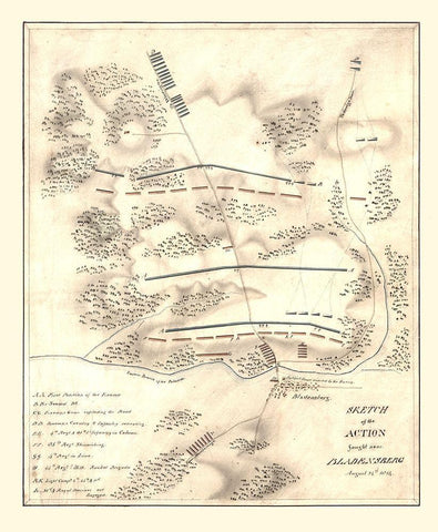 Bladensberg Maryland Battle -1814 White Modern Wood Framed Art Print with Double Matting by Unknown