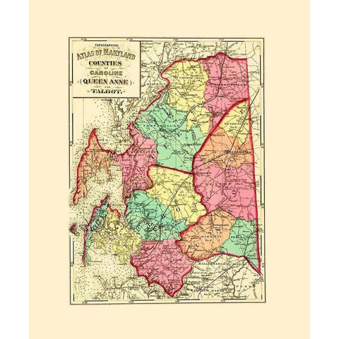 Caroline  Queen Anne  Talbot Maryland White Modern Wood Framed Art Print by Martenet