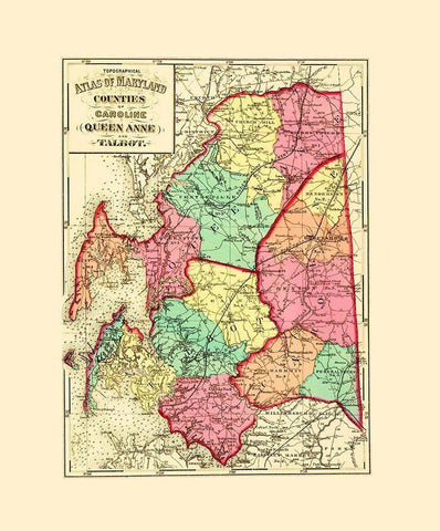 Caroline  Queen Anne  Talbot Maryland Black Ornate Wood Framed Art Print with Double Matting by Martenet