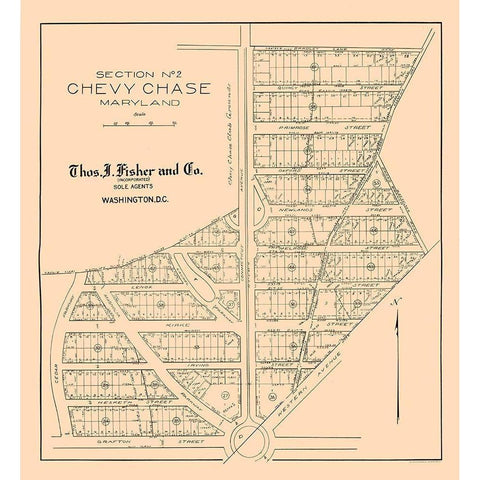 Chevy Chase Maryland - Fisher 1890  Black Modern Wood Framed Art Print by Fisher