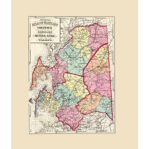 Caroline  Queen Anne  Talbot Maryland Black Modern Wood Framed Art Print with Double Matting by Martenet