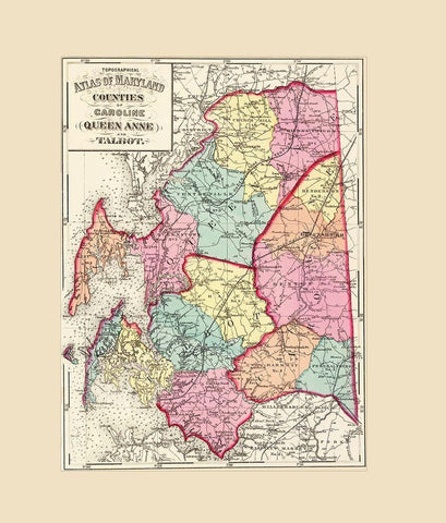 Caroline  Queen Anne  Talbot Maryland White Modern Wood Framed Art Print with Double Matting by Martenet