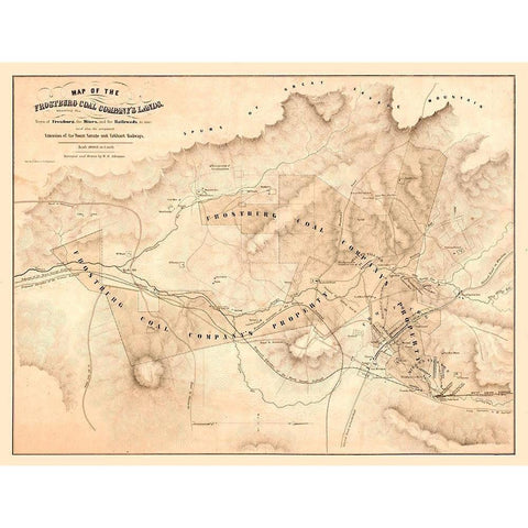 Frostburg Maryland - Atkinson 1860   Gold Ornate Wood Framed Art Print with Double Matting by Atkinson