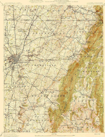 Hagerstown Maryland Quad - USGS 1910 White Modern Wood Framed Art Print with Double Matting by USGS