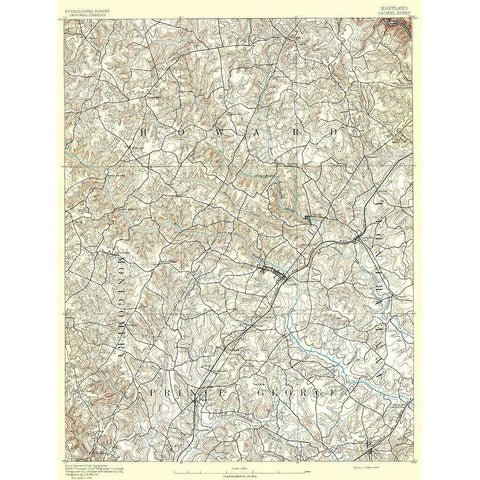 Laurel Maryland Sheet - USGS 1892 Gold Ornate Wood Framed Art Print with Double Matting by USGS