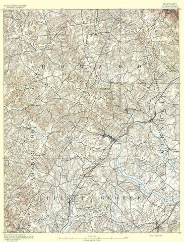 Laurel Maryland Sheet - USGS 1892 White Modern Wood Framed Art Print with Double Matting by USGS