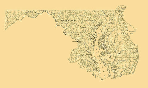 Maryland -1893 White Modern Wood Framed Art Print with Double Matting by Unknown