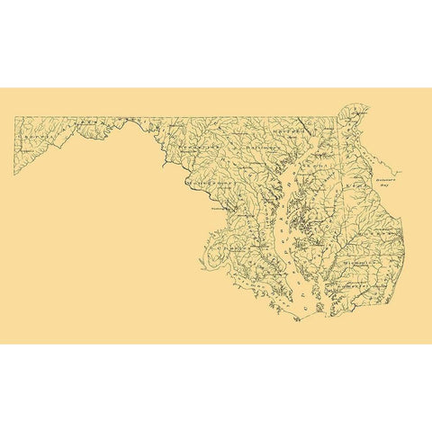 Maryland -1893 Black Modern Wood Framed Art Print with Double Matting by Unknown