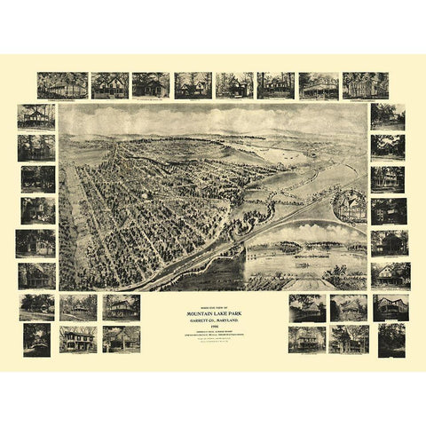 Mountain Lake Park Maryland - Fowler 1906 Black Modern Wood Framed Art Print by Fowler