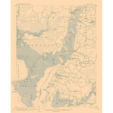 Nanticoke Maryland Quad - USGS 1903 Black Modern Wood Framed Art Print with Double Matting by USGS